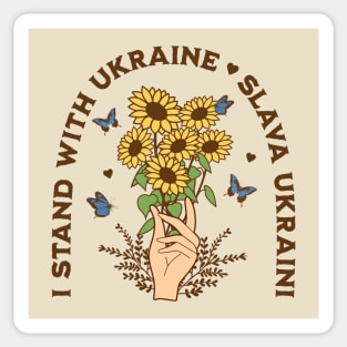 I Stand With Ukraine Sunflower Slava Ukrani Anti Trump MAGA Support Ukraine Zelenskyy Democrat Ukrainian Protest Sticker